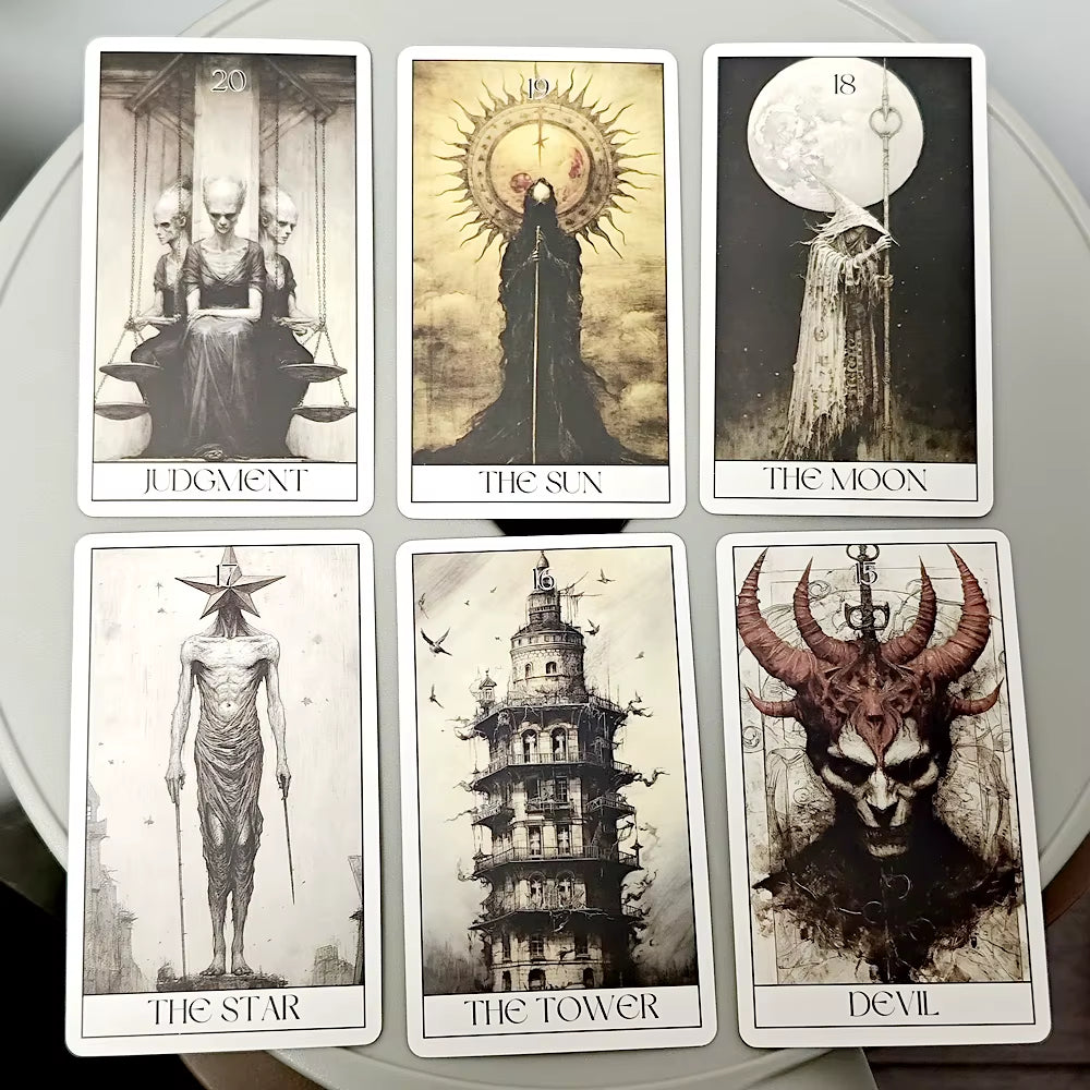 Gothic Tarot Deck Horror Style 78 Rider-Waite Cards 10.3*6Cm Embark on an Eerie Journey with Our Gothic Horror Tarot Card Deck