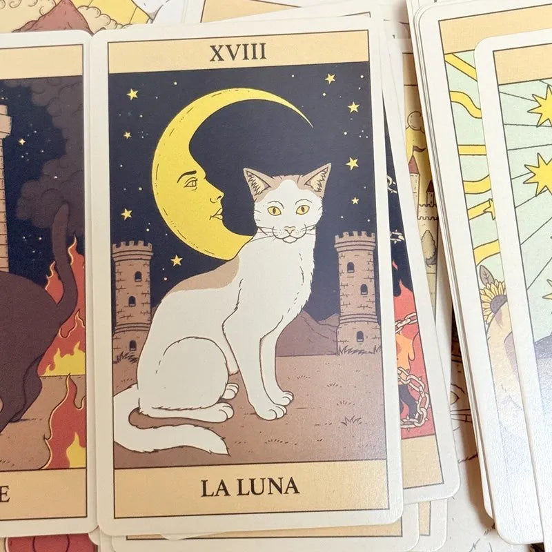 El Tarot De Los Gatos Cards 78 Cartas Del Tarot Spanish Edition Cats Rule Earth Divination Deck Borad Playing Games