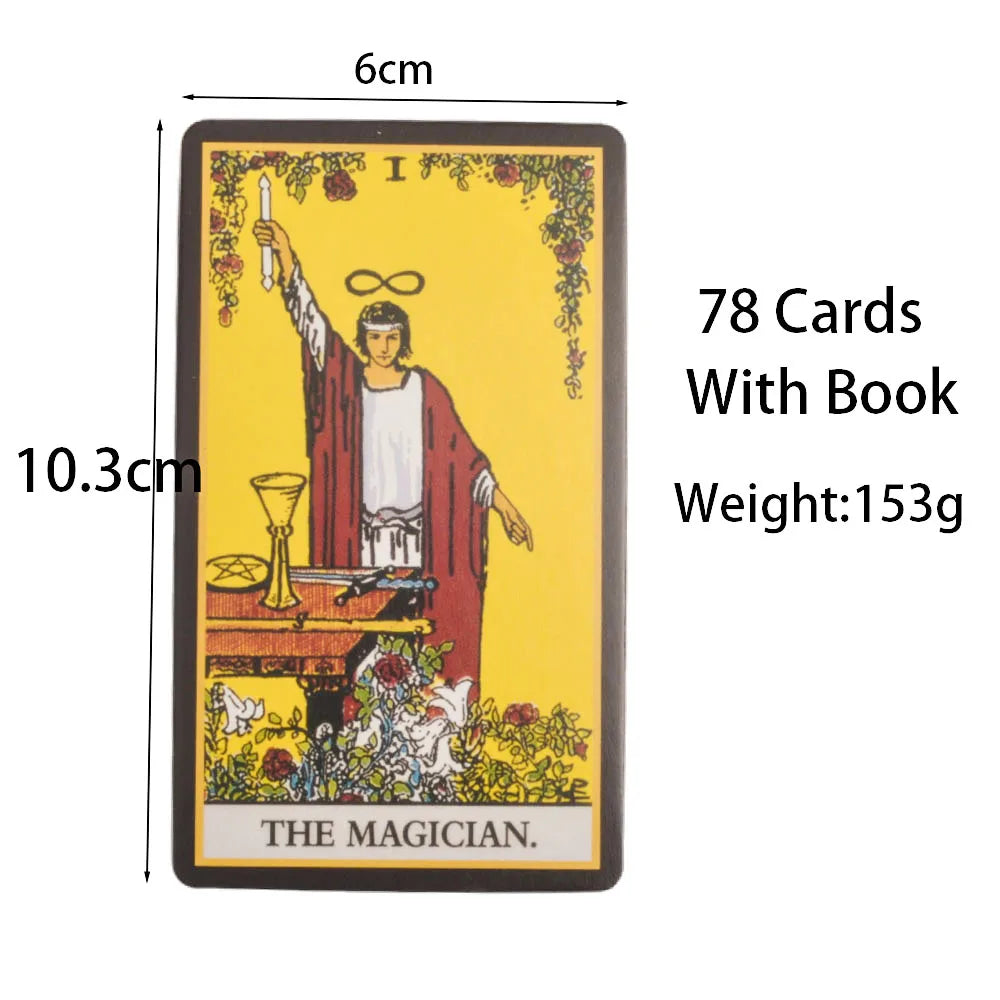 Black Classic Tarot Cards Deck 78Pcs Fortune-Telling Game Set with Guidebook for Family Gatherings and Board Games